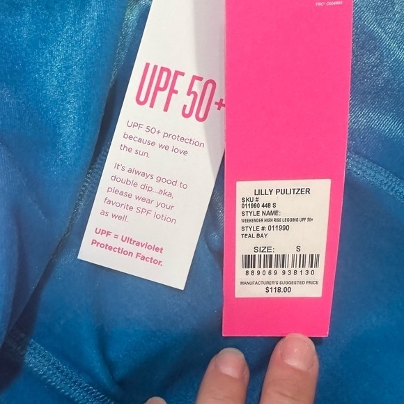 NWT 2 pc Set Lilly Pulitzer Teal Cassis Luxetic Tank & Hi-rise Weekender Legging - Picture 13 of 15